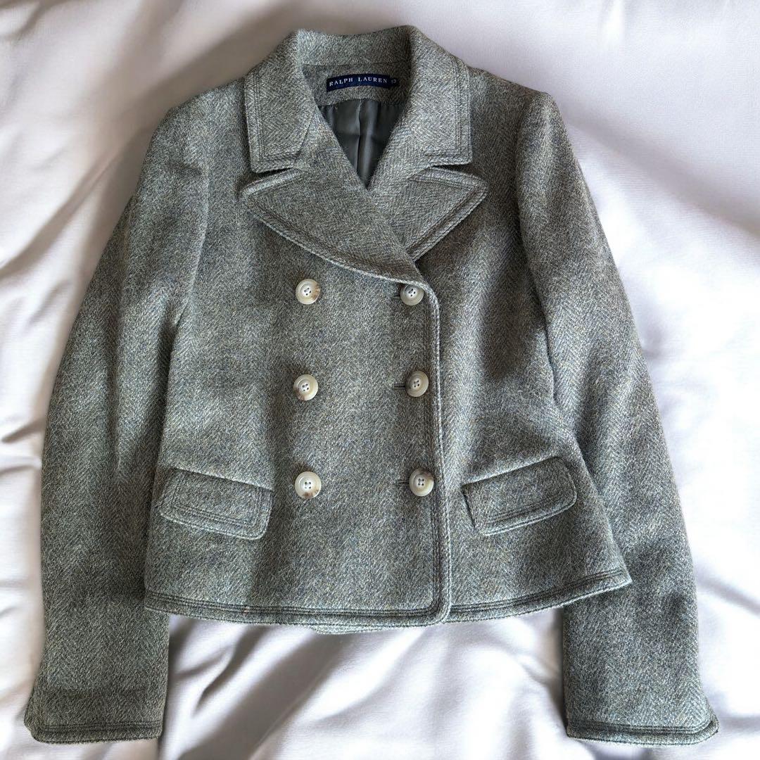 ✨アルパカ混✨ラルフローレン　ダブルテーラードジャケット ツイード ヘリンボーン