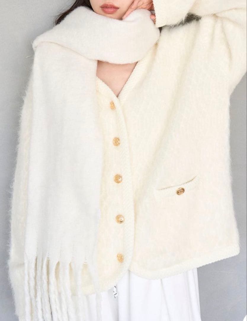 美品　snidel ファーライクミドルニットジャケット