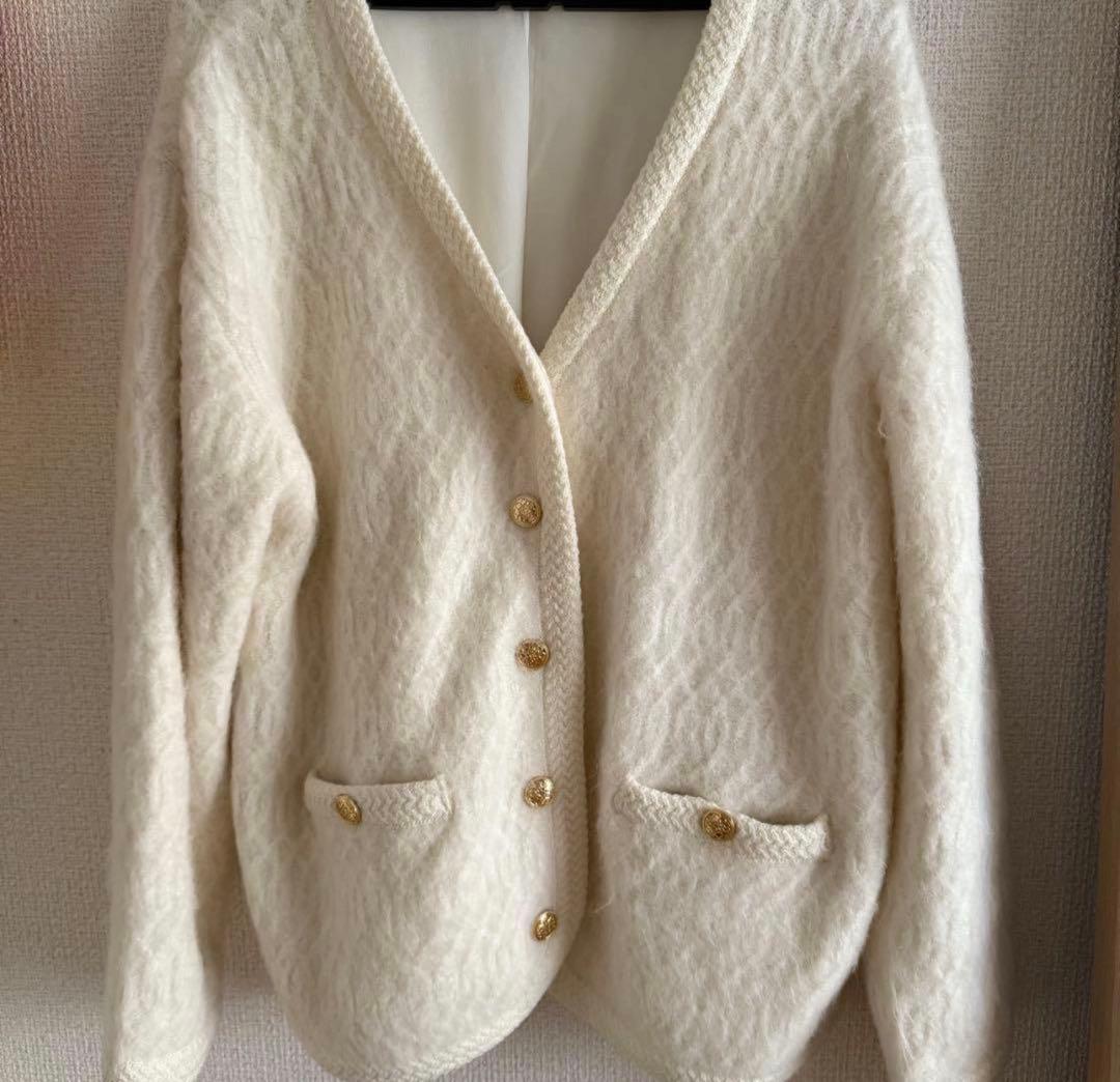 美品　snidel ファーライクミドルニットジャケット