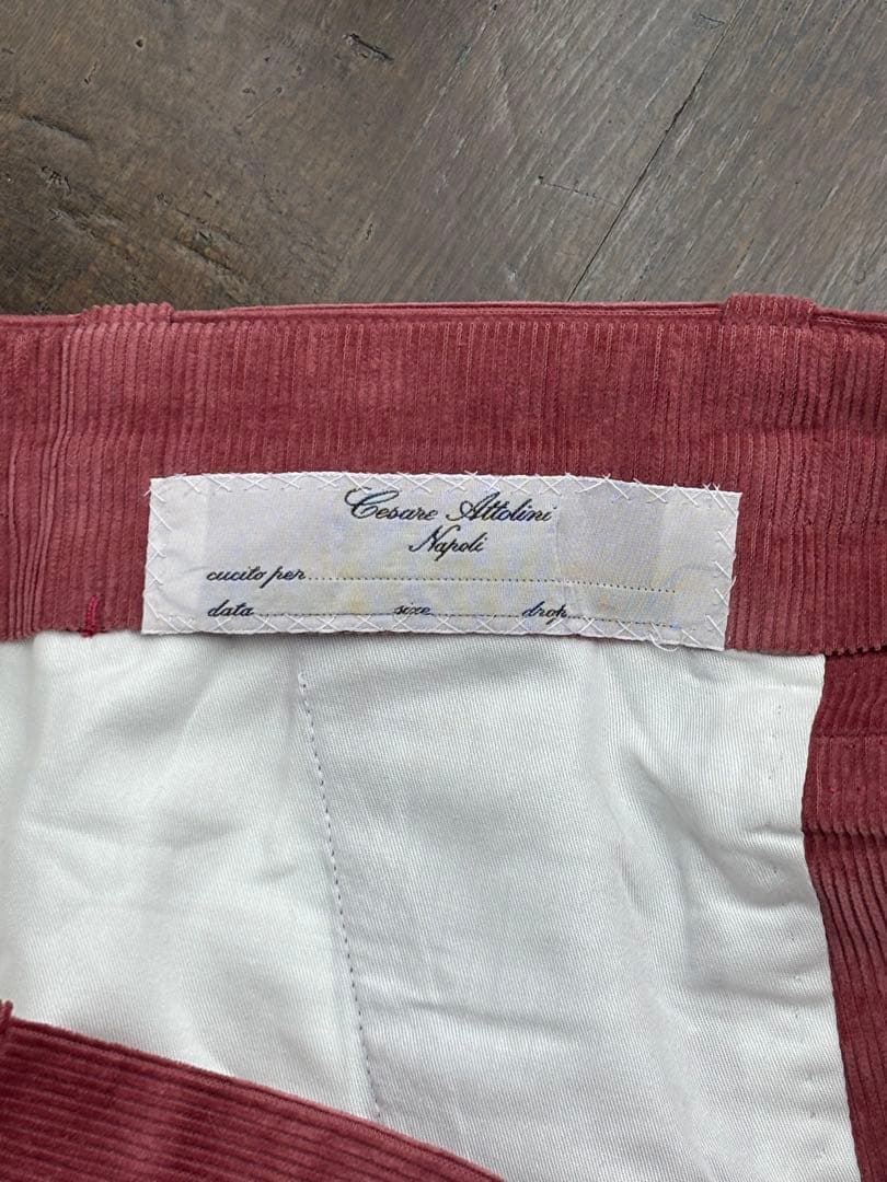 Attolini サーモンピンク　コーデュロイ スラックス