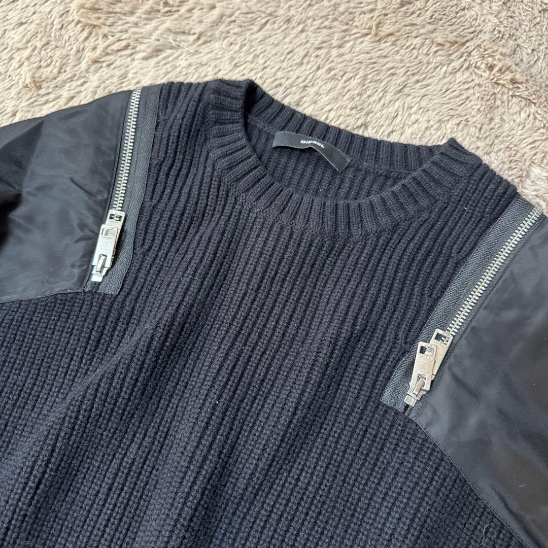 まーみん DIESEL 異素材ドッキングニットワンピース ミディドレス