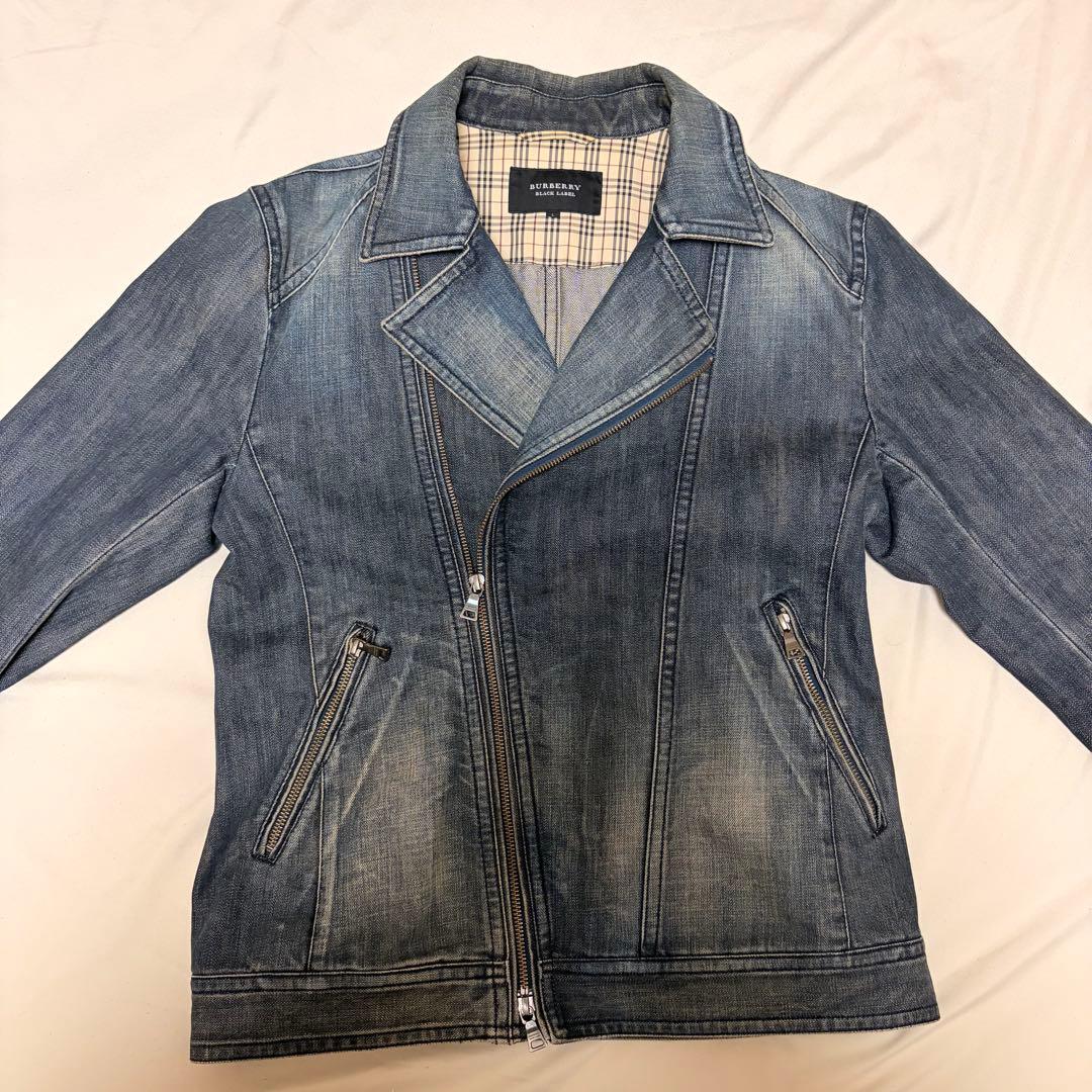 【希少】Burberry Black label デニム ライダース