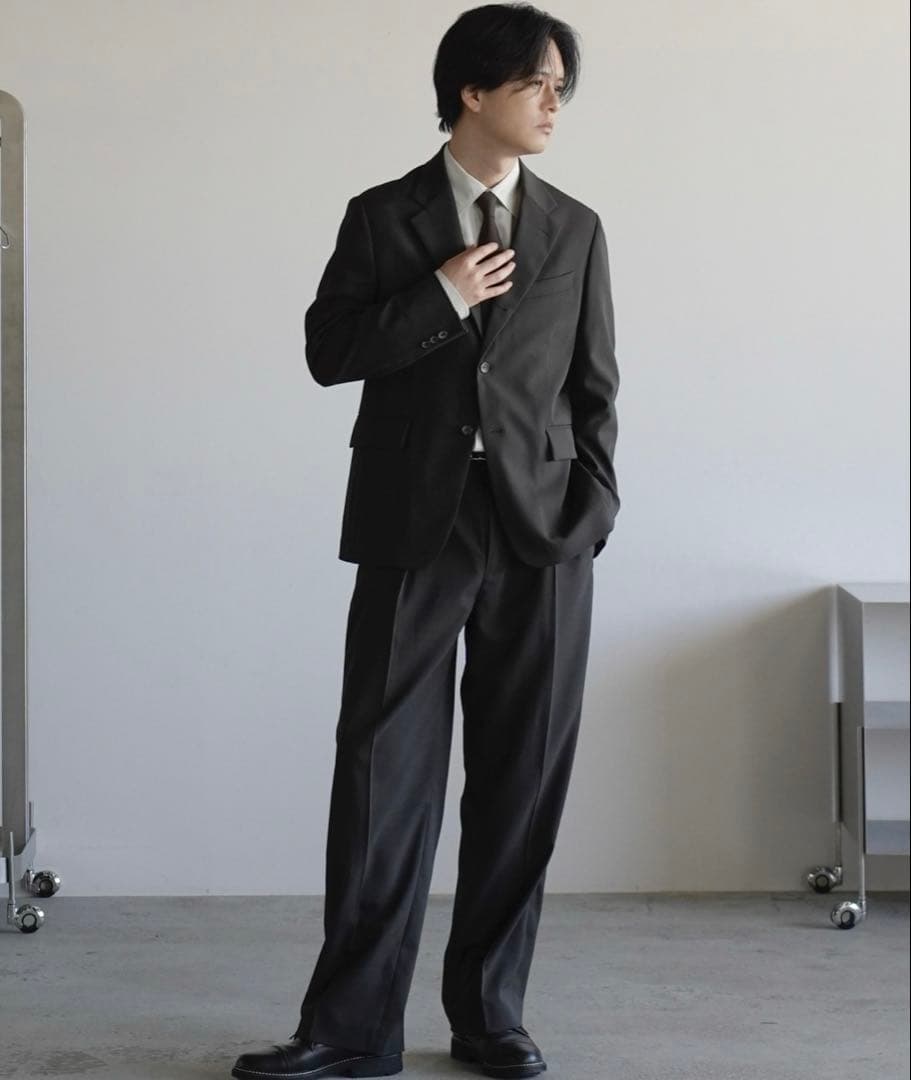 ル*エ様 HIGH TWIST PE CLASSIC SUIT チャコール Sサ