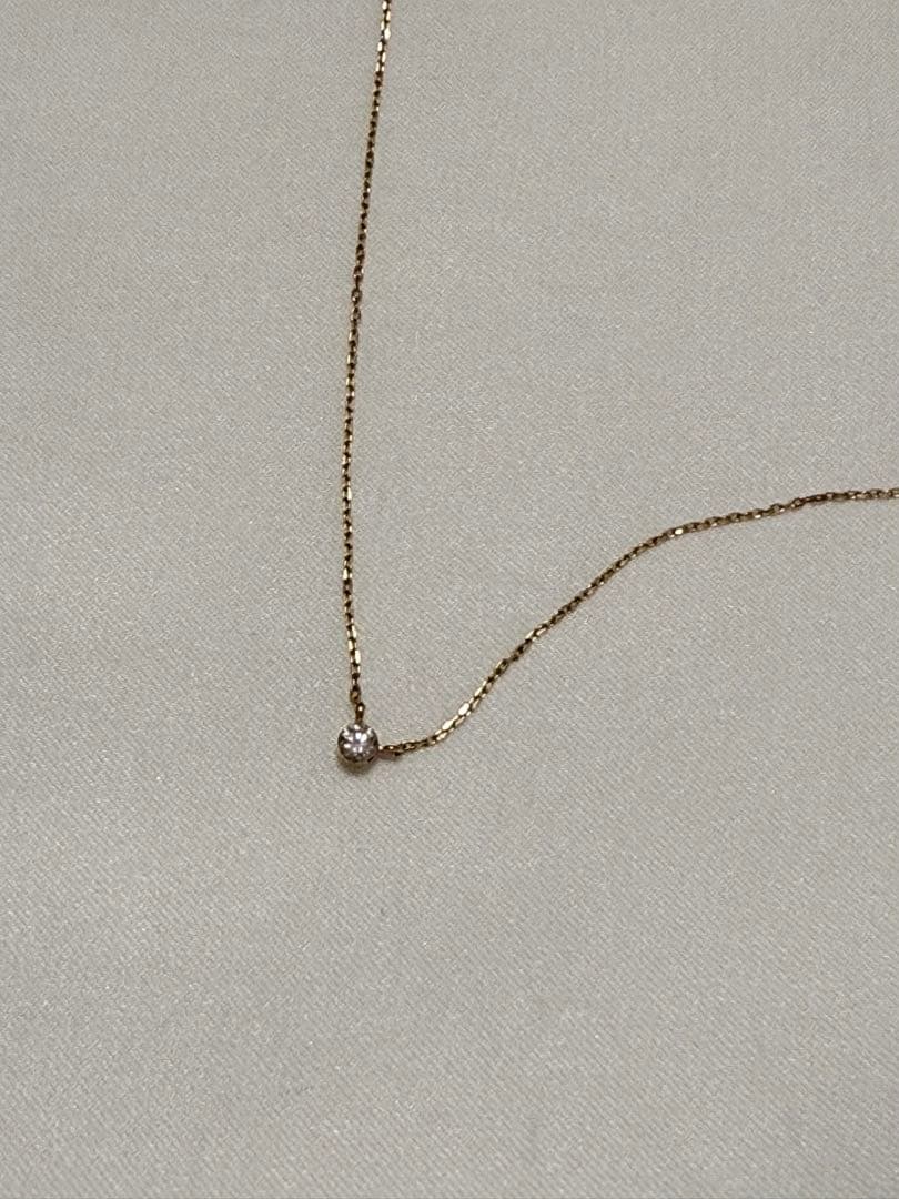 AHKAH&アーカー 天然一粒ダイヤモンドネックレス　K18YG
