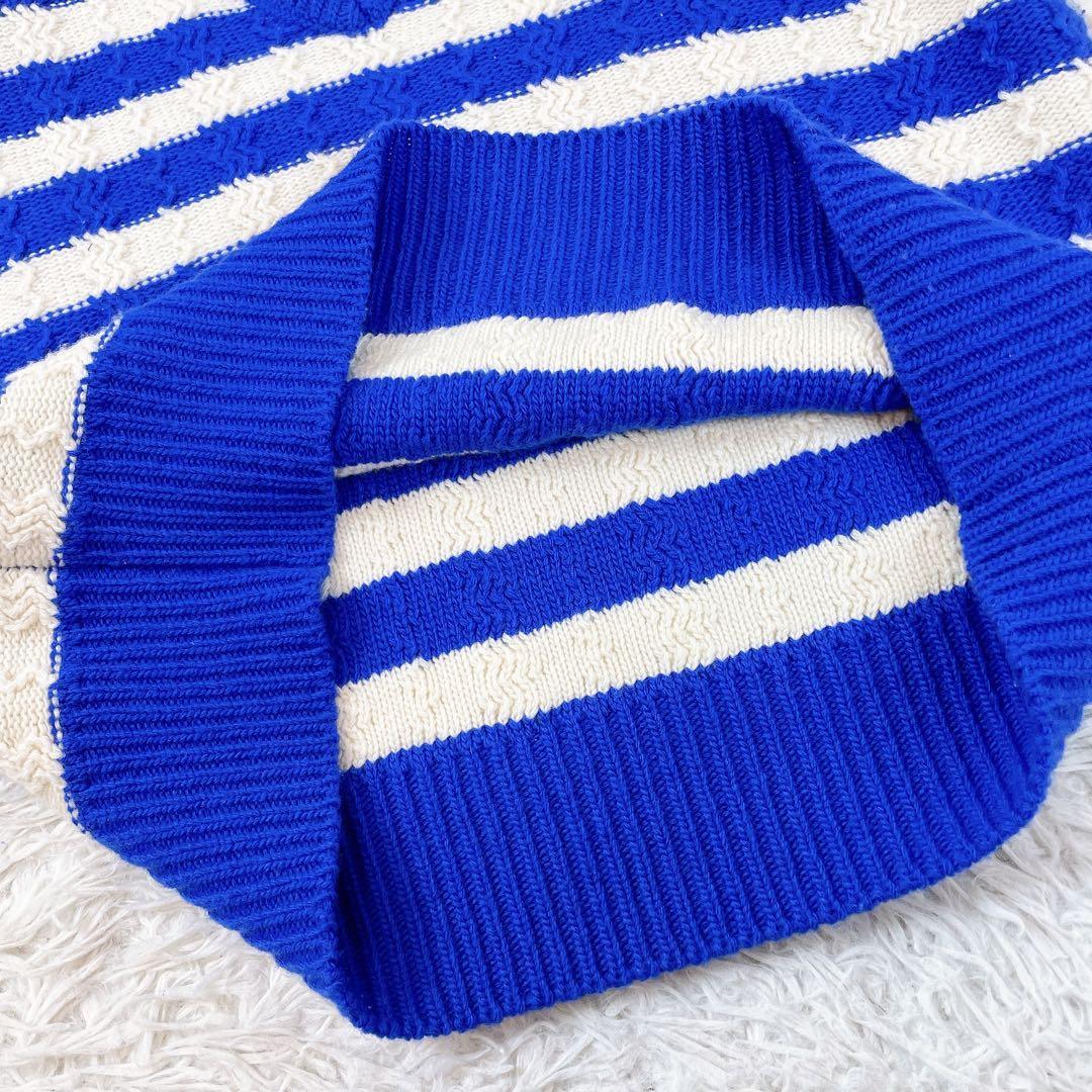 極美品✨PLANC プランシー ニット ベスト ボーダー ウールベスト 青