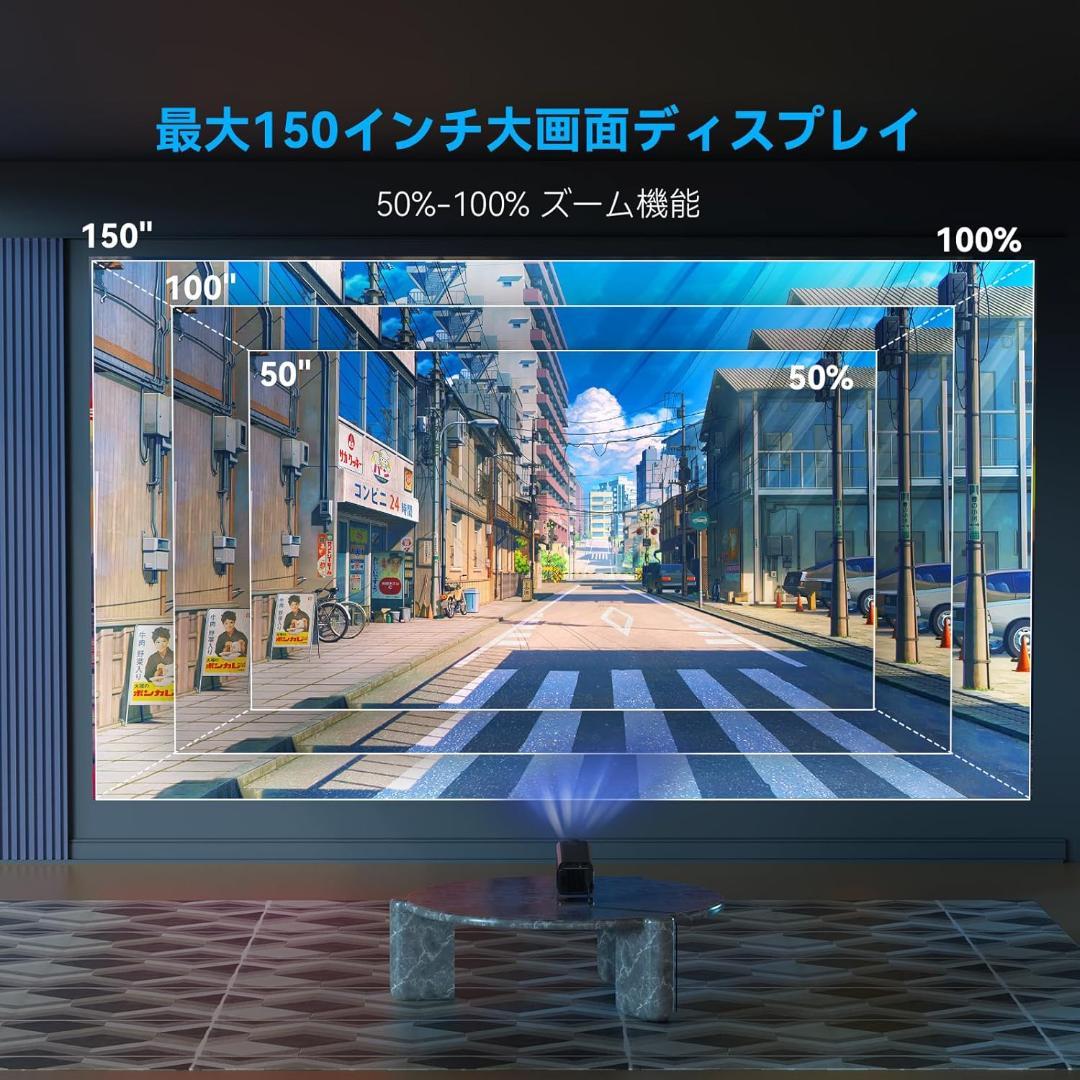 プロジェクター 小型 天井投影 12000LM高輝度 1080P 4K対応