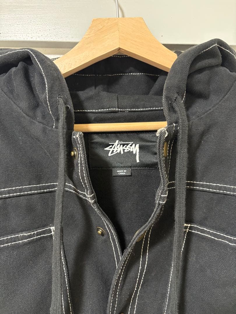 stussy カバーオール デニムジャケット パーカー ブラック Mサイズ