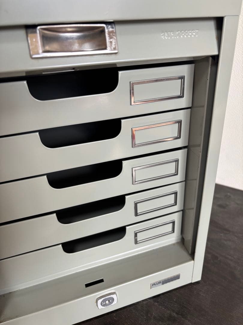 昭和レトロ PLUS 5段 スチール製レターケース 引出し 書類ケース 収納棚