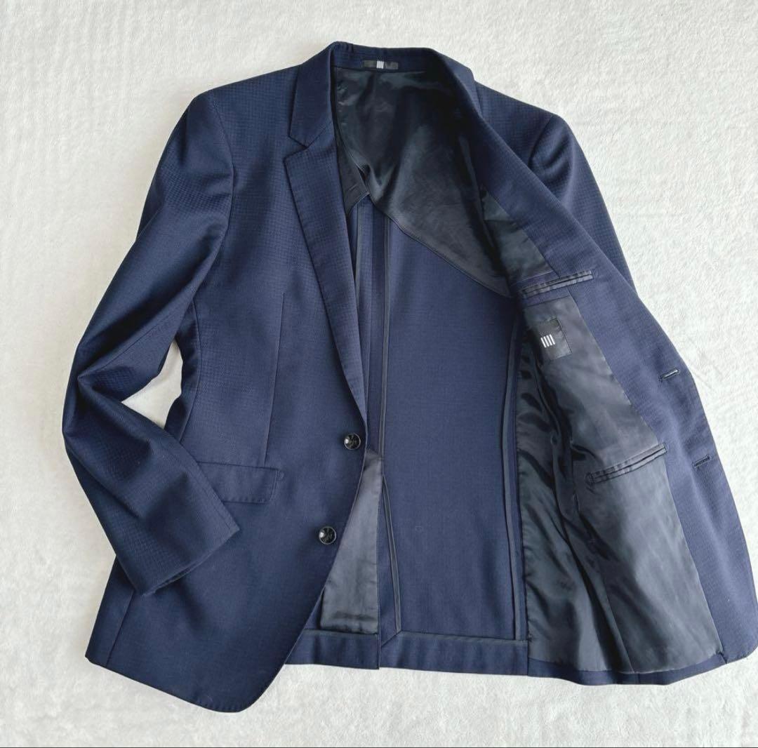 【美品】スーツセレクト　スリーピース　スーツ　ネイビー　紺色　ビジネスマン　営業