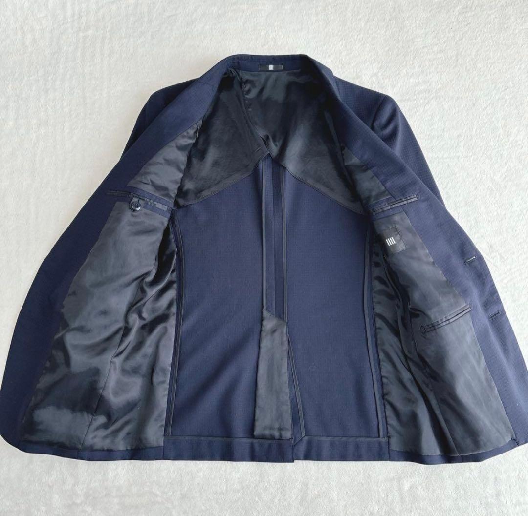【美品】スーツセレクト　スリーピース　スーツ　ネイビー　紺色　ビジネスマン　営業