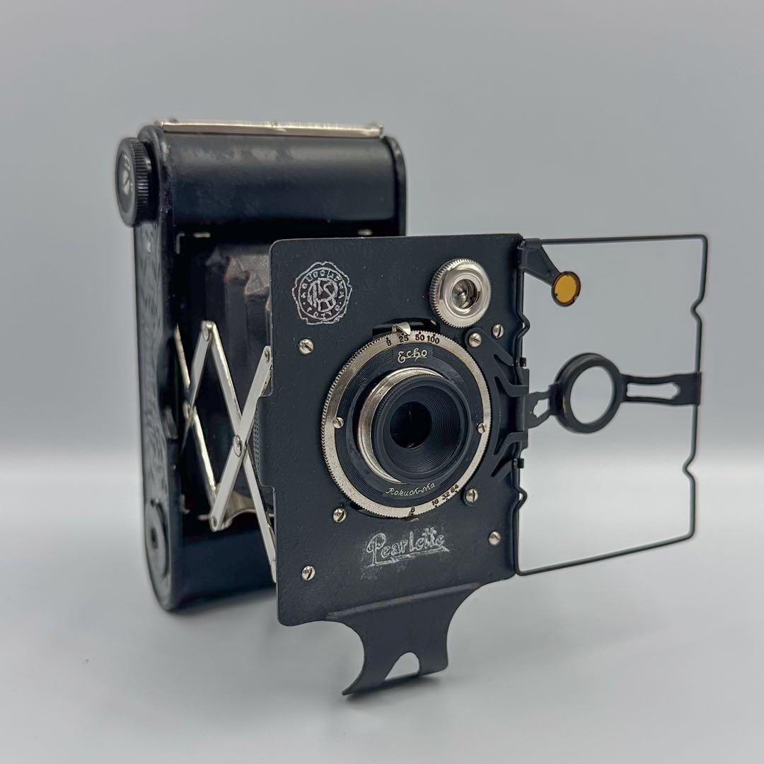 【希少・美品】Pearlette 折りたたみ式カメラ｜オリジナル革ケース付き