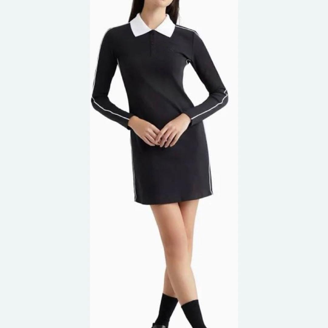 美品　  カルバンクライン ポロワンピース M 長袖 黒