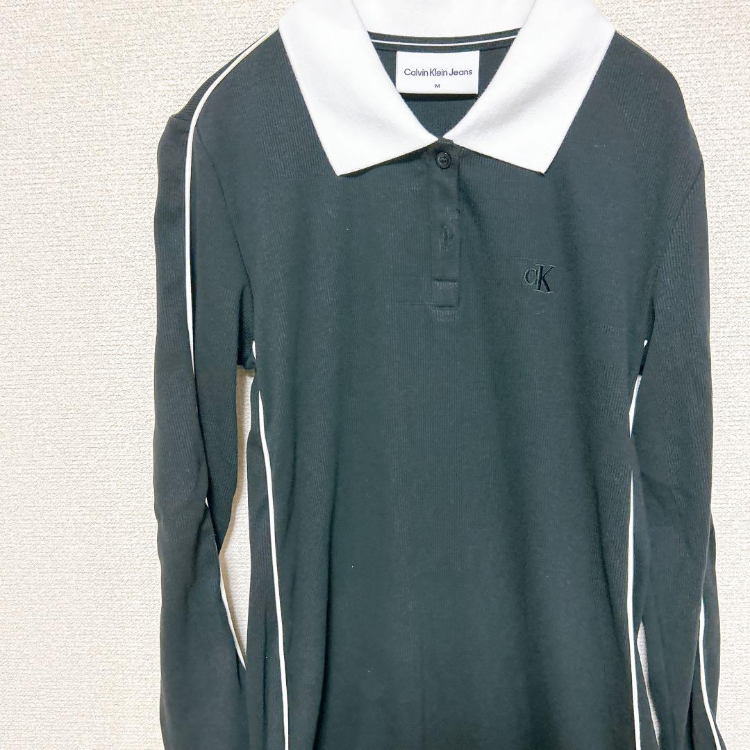 美品　  カルバンクライン ポロワンピース M 長袖 黒