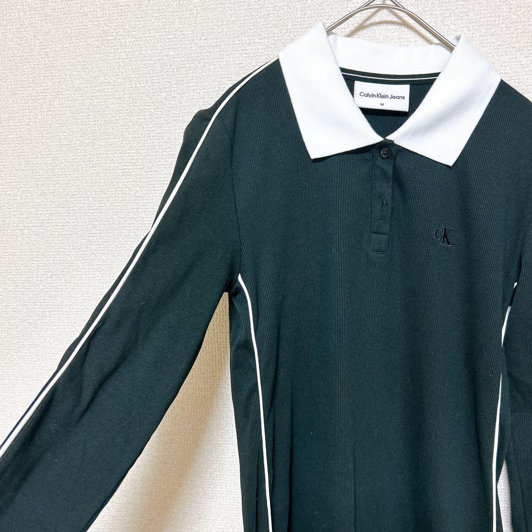 美品　  カルバンクライン ポロワンピース M 長袖 黒