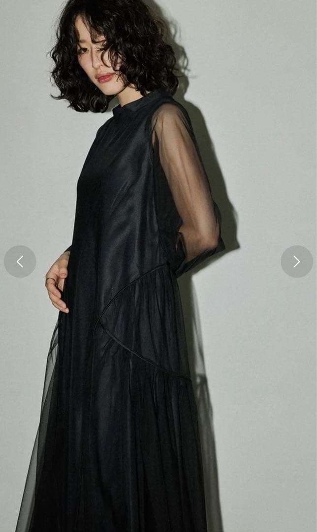 niana（ニアナ）チュールパイピングAラインドレス マタニティ ブラック　M