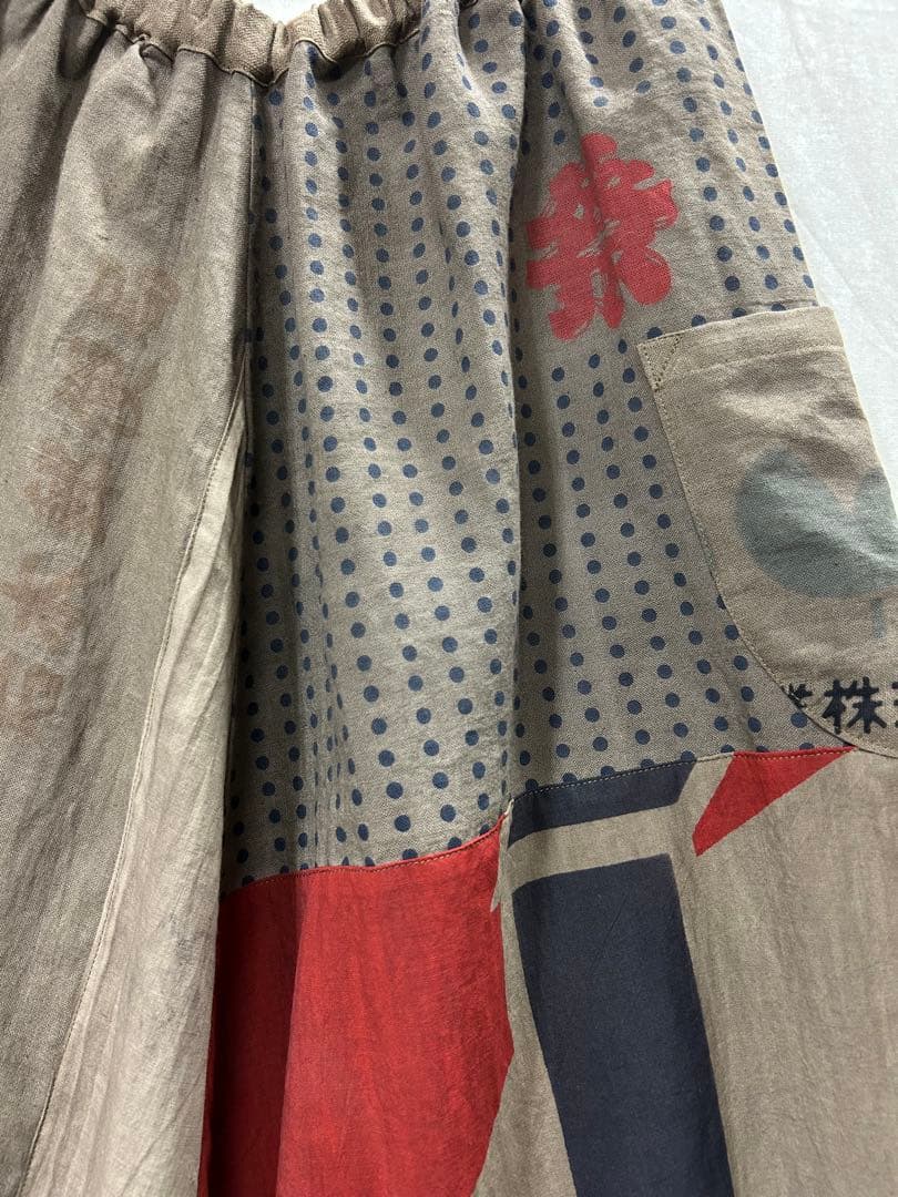 柿渋染め　広告旗　手ぬぐい　サルエルパンツ