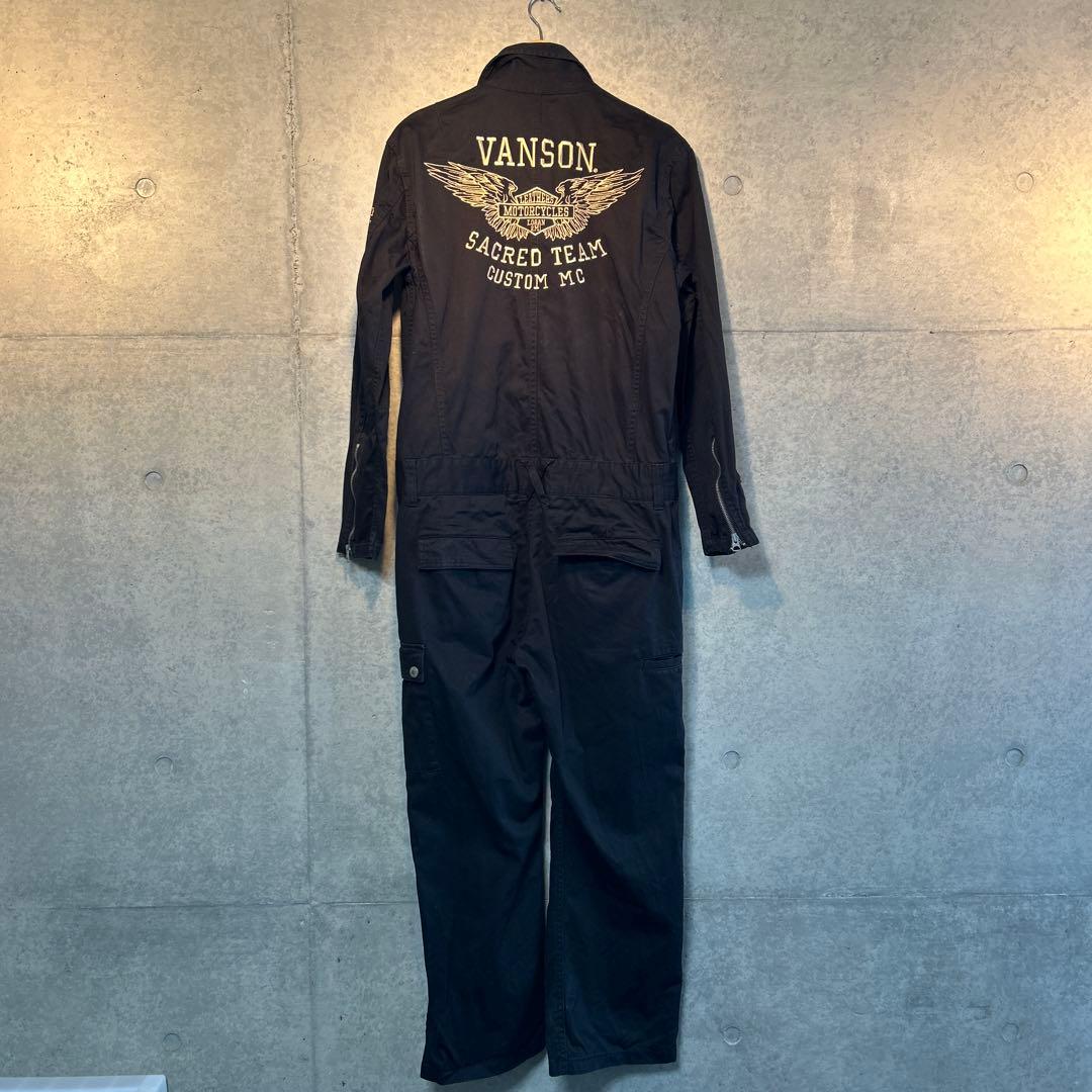 アメカジ　VANSON ブラック オーバーオール　つなぎ