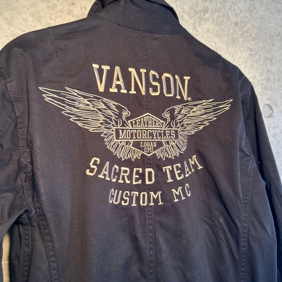 アメカジ　VANSON ブラック オーバーオール　つなぎ