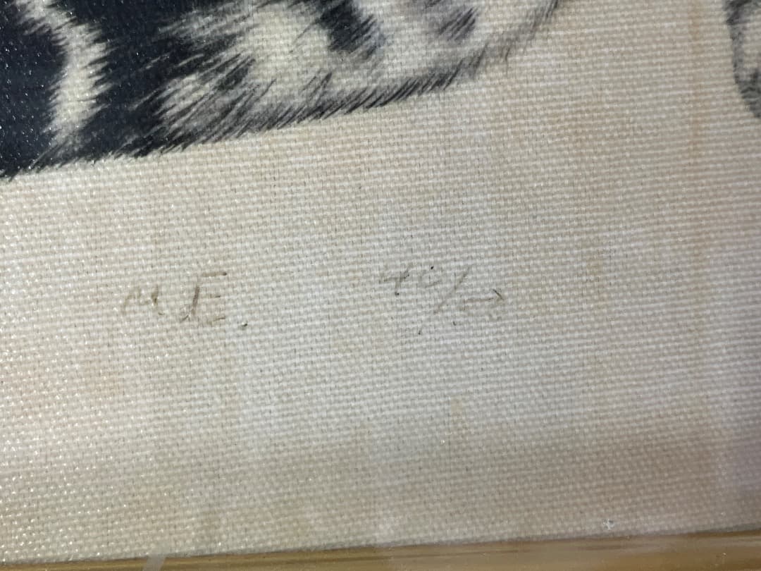 猫の版画 M.E. サイン入り詳細不明