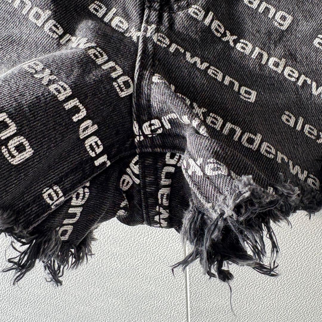alexanderwang ロゴプリント デニムショートパンツ　24サイズ