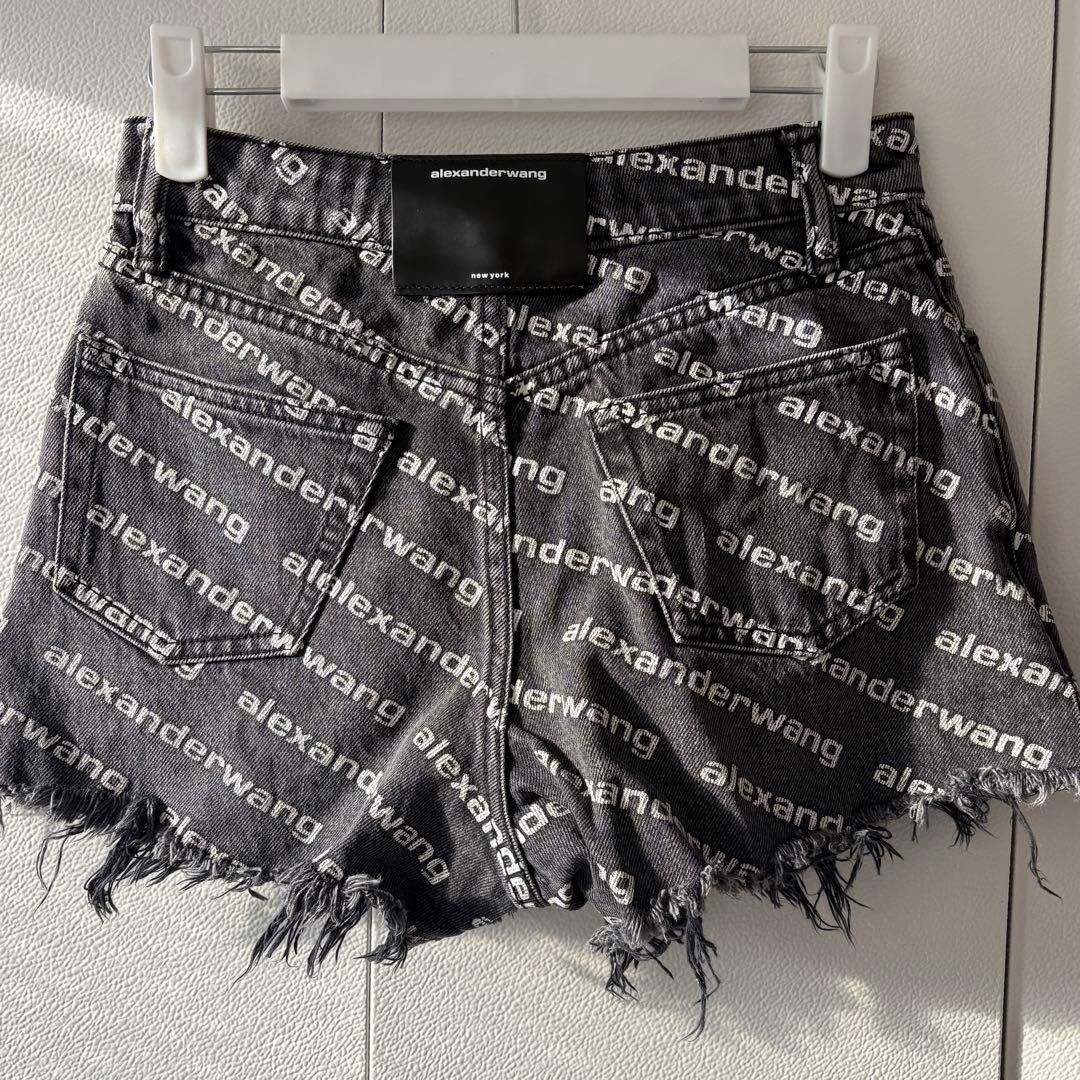alexanderwang ロゴプリント デニムショートパンツ　24サイズ