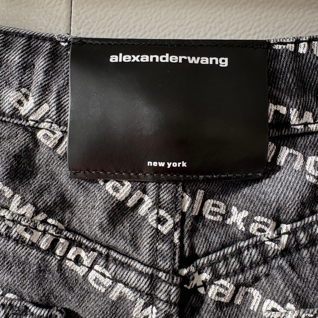 alexanderwang ロゴプリント デニムショートパンツ　24サイズ