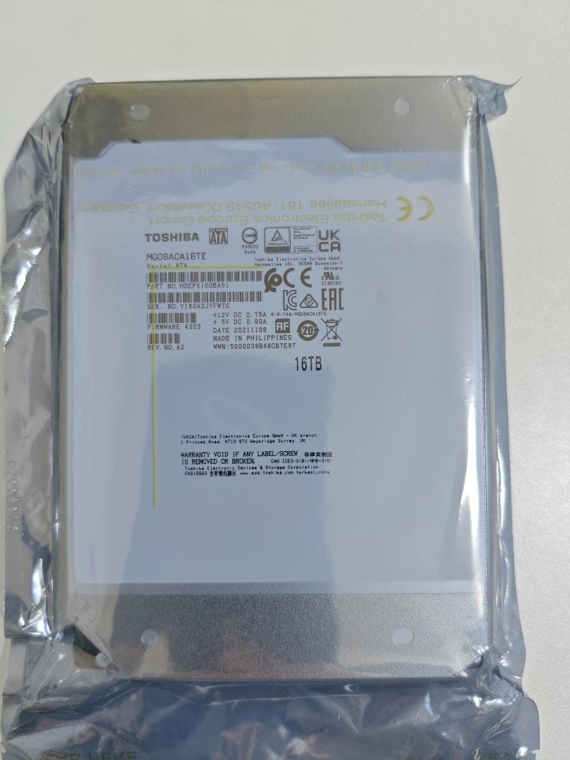【新品】 東芝 3.5インチ内蔵HDD 16TB (MG08ACA16TE)