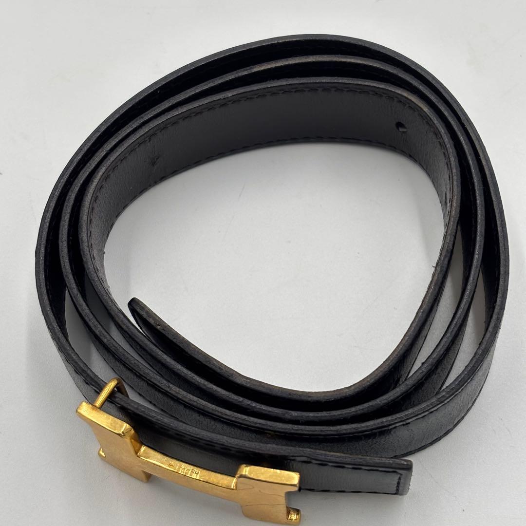 HERMES エルメス リバーシブル レザー ベルト Hバックル 黒　茶