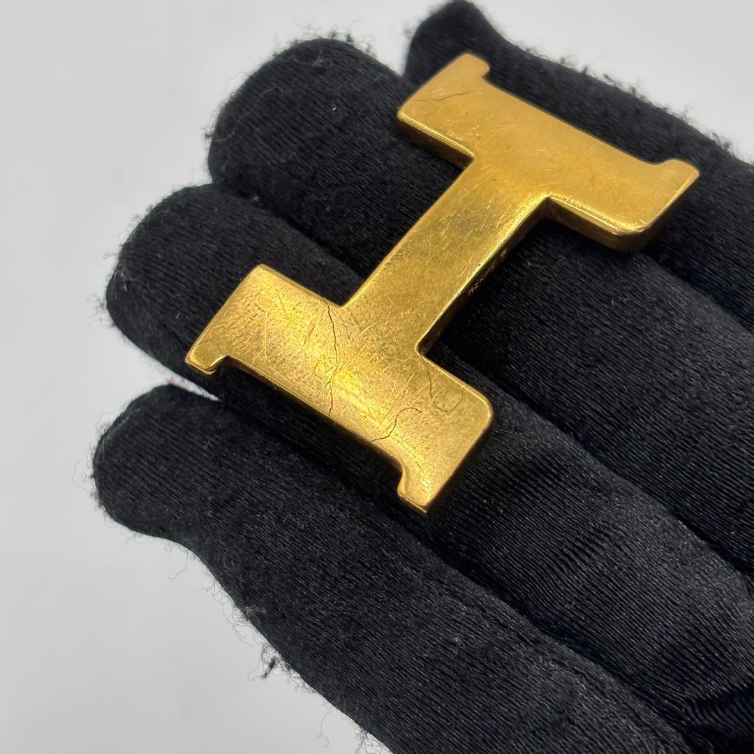 HERMES エルメス リバーシブル レザー ベルト Hバックル 黒　茶