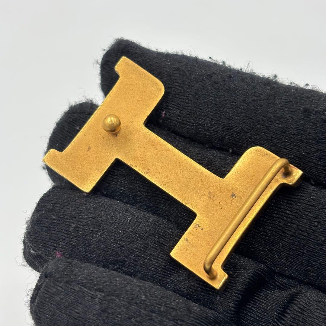 HERMES エルメス リバーシブル レザー ベルト Hバックル 黒　茶