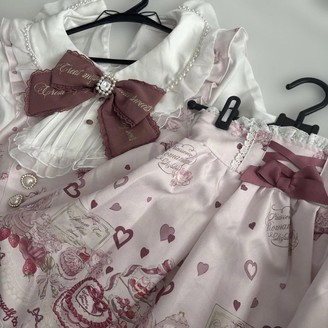 LIZLISA アフターヌーンティー柄セットアップ ピンク