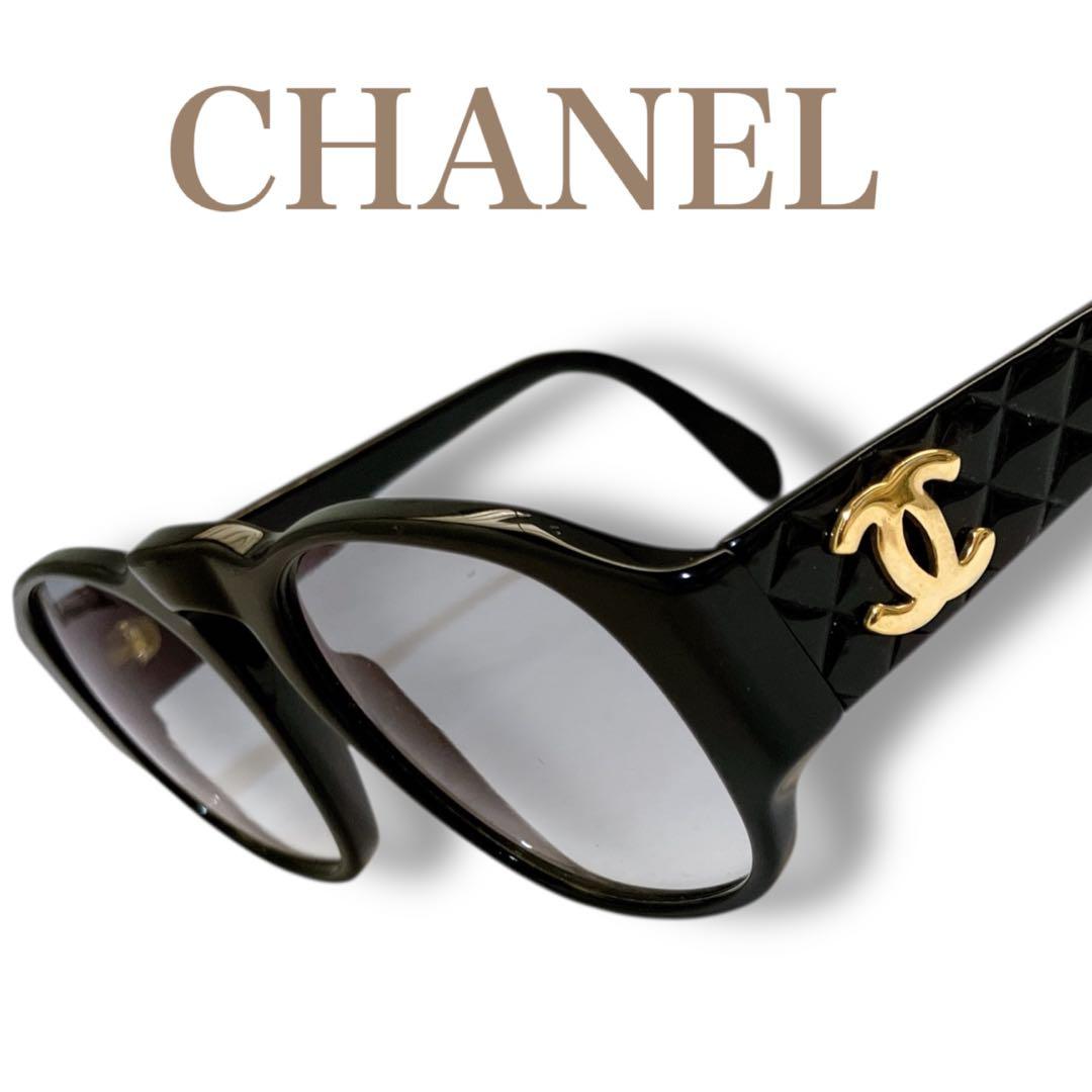 シャネル イタリア製 ココマーク マトラッセ ラグジュアリーサングラス ブラック