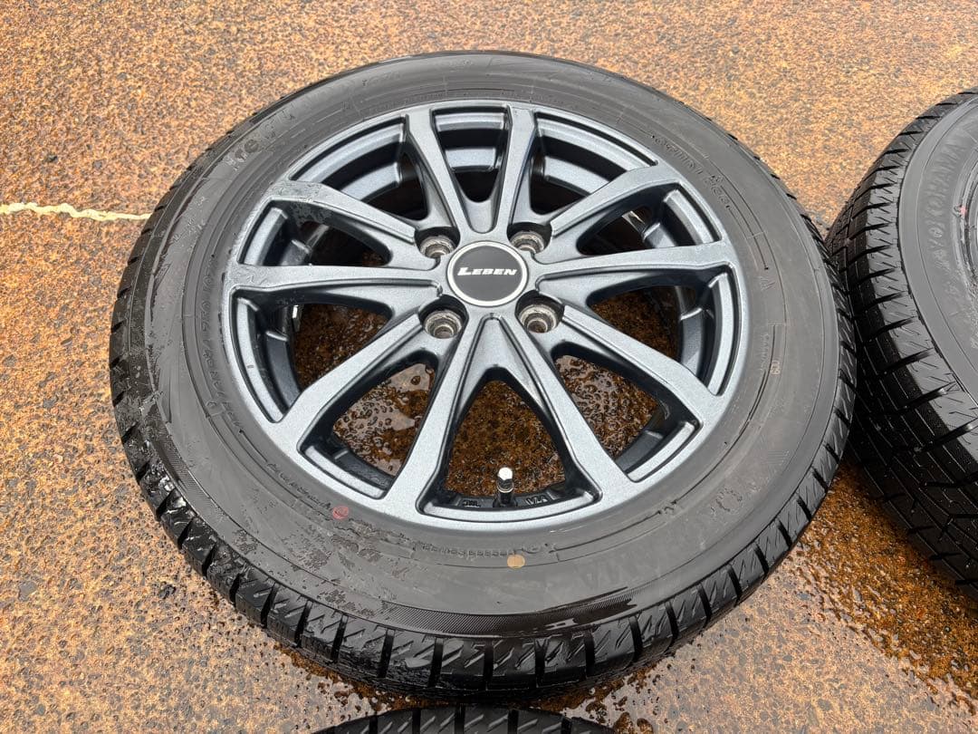 ①155/65R14 スタッドレスタイヤ アルミ付4本 2025年製 バリ山