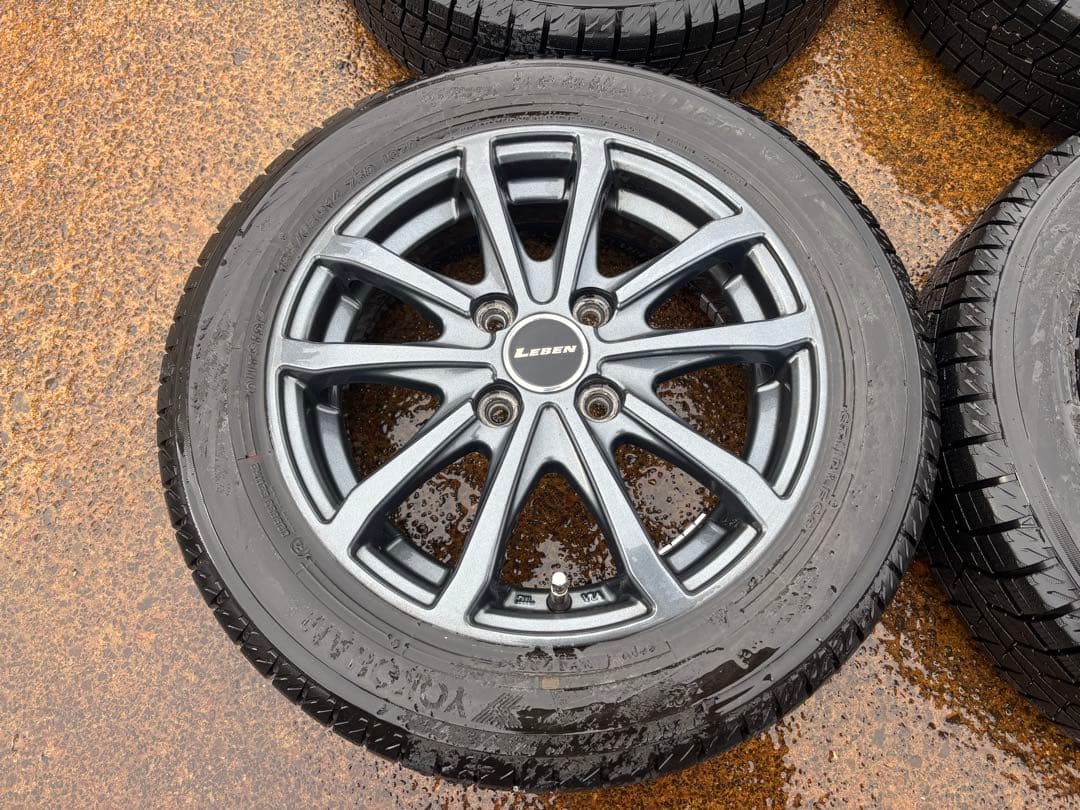 ①155/65R14 スタッドレスタイヤ アルミ付4本 2025年製 バリ山