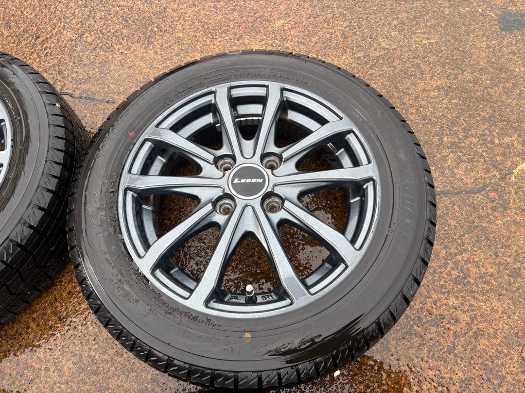 ①155/65R14 スタッドレスタイヤ アルミ付4本 2025年製 バリ山