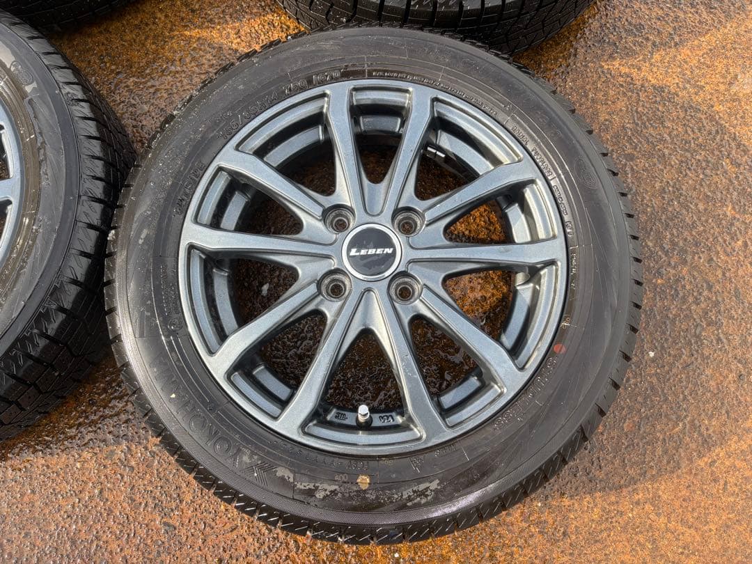 ①155/65R14 スタッドレスタイヤ アルミ付4本 2025年製 バリ山