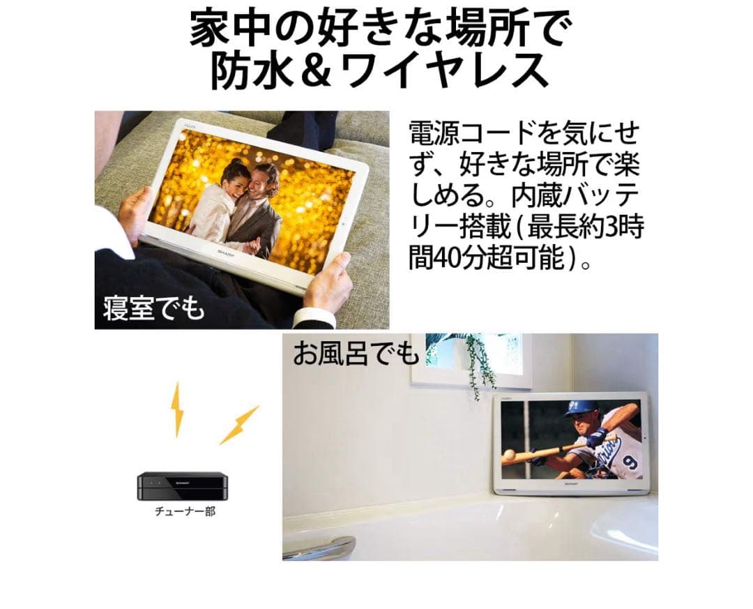 SHARP AQUOS 防水　ポータブルテレビ 2T-C12AP