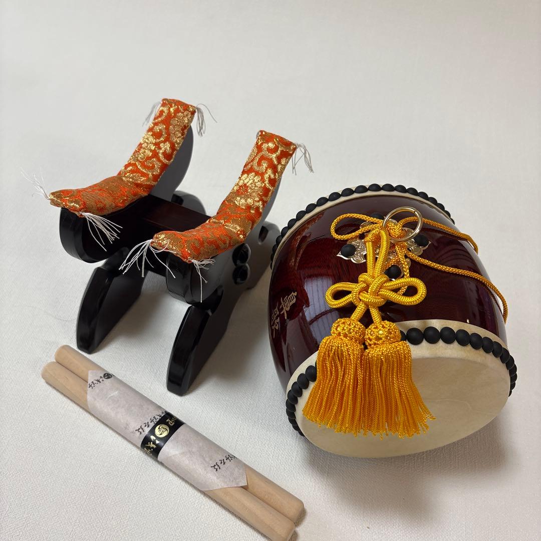 ミニ和太鼓　バチ　本格的太鼓　太鼓　台セット　記念品　装飾品