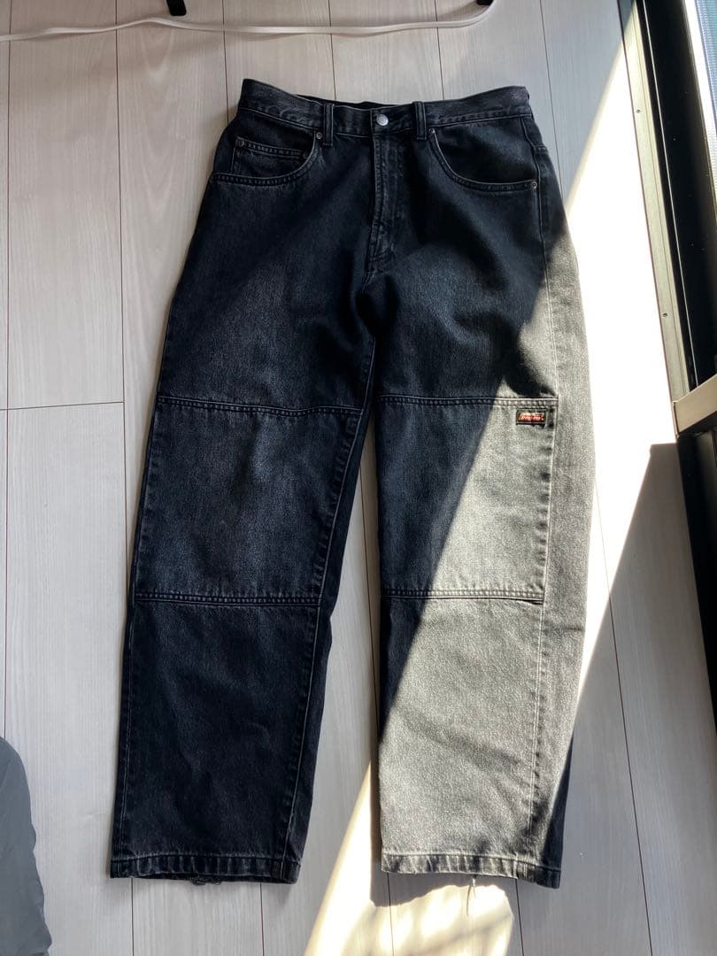 superme ディッキーズ　ダブルニー　バギーデニムパンツ　30