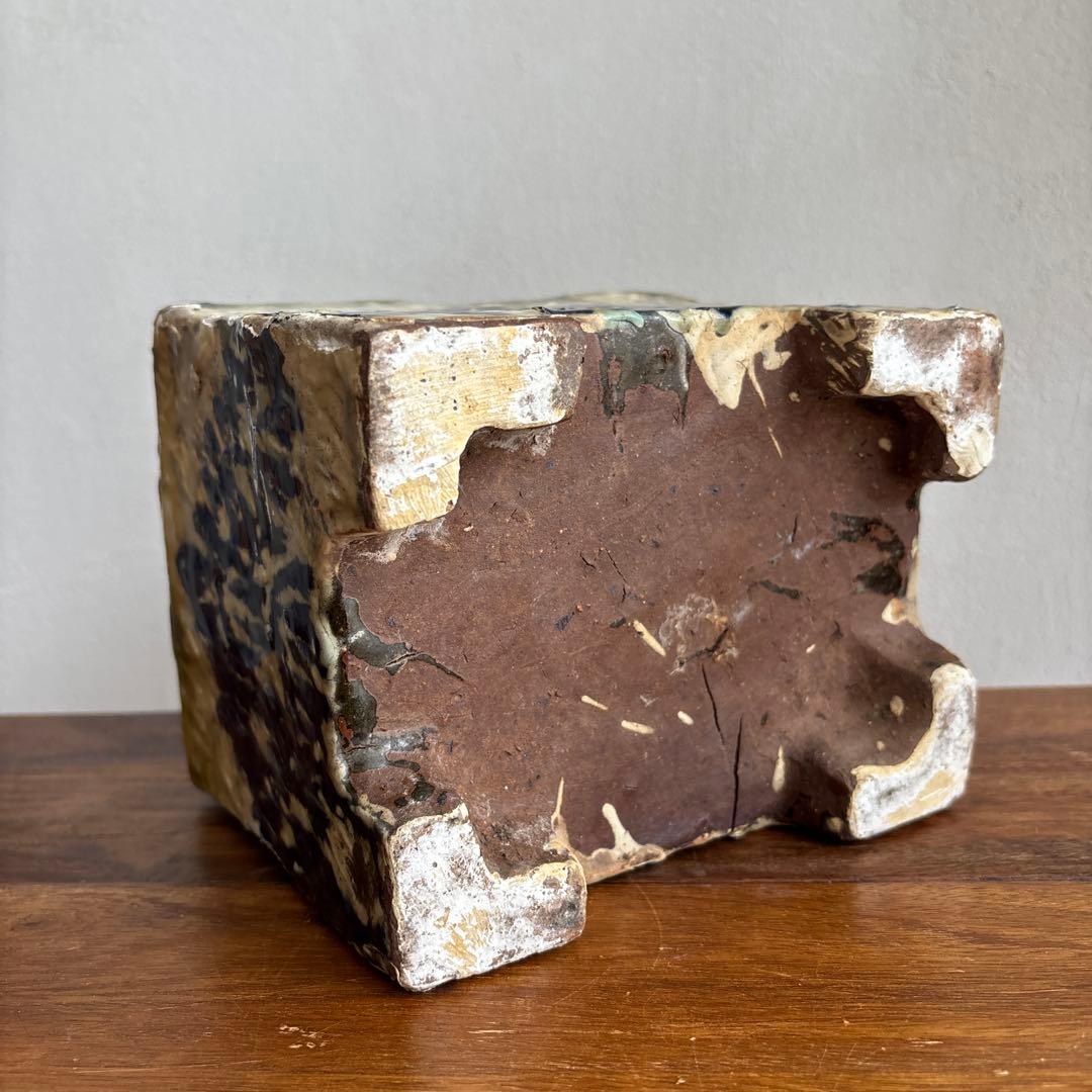 やちむん　切立　沖縄　壺屋　作者不明　アンティーク　四角　陶器鉢　焼き物