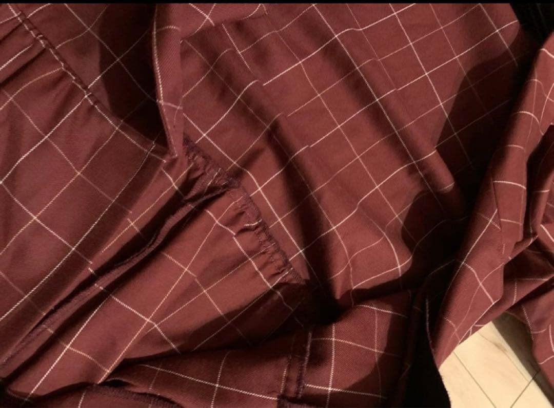mymason⭐︎バーガンディ チェック柄 ダブルブレストジャケット&つなぎ