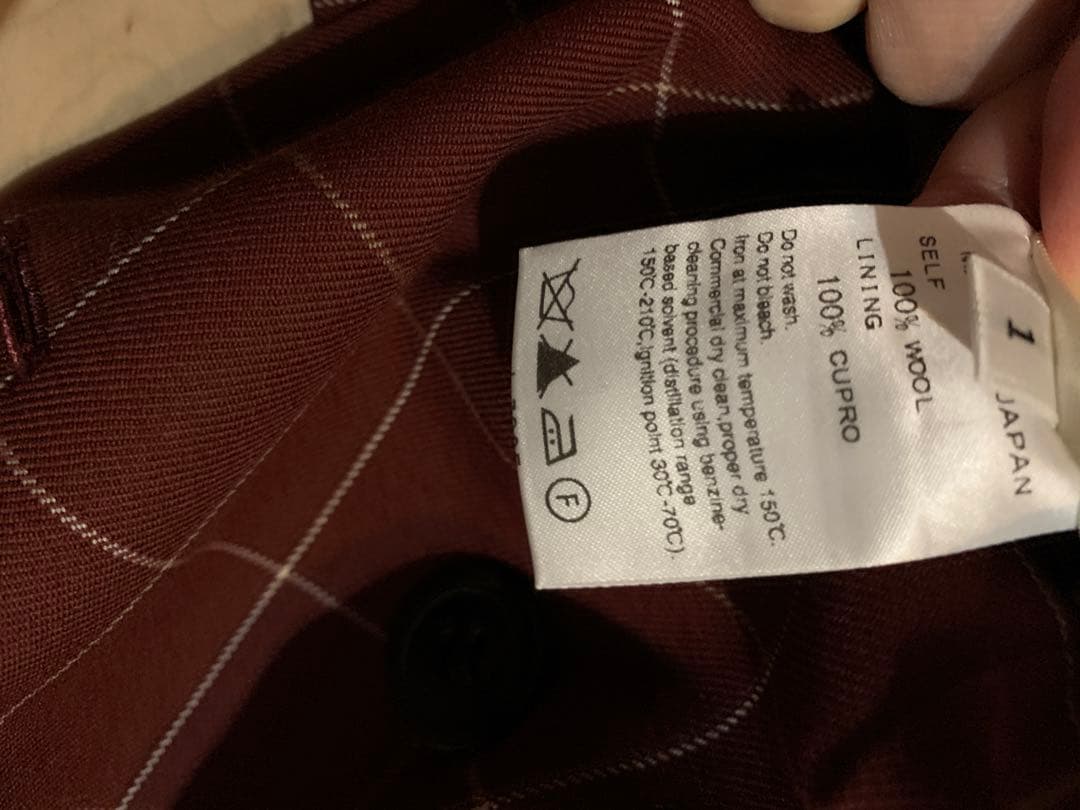 mymason⭐︎バーガンディ チェック柄 ダブルブレストジャケット&つなぎ