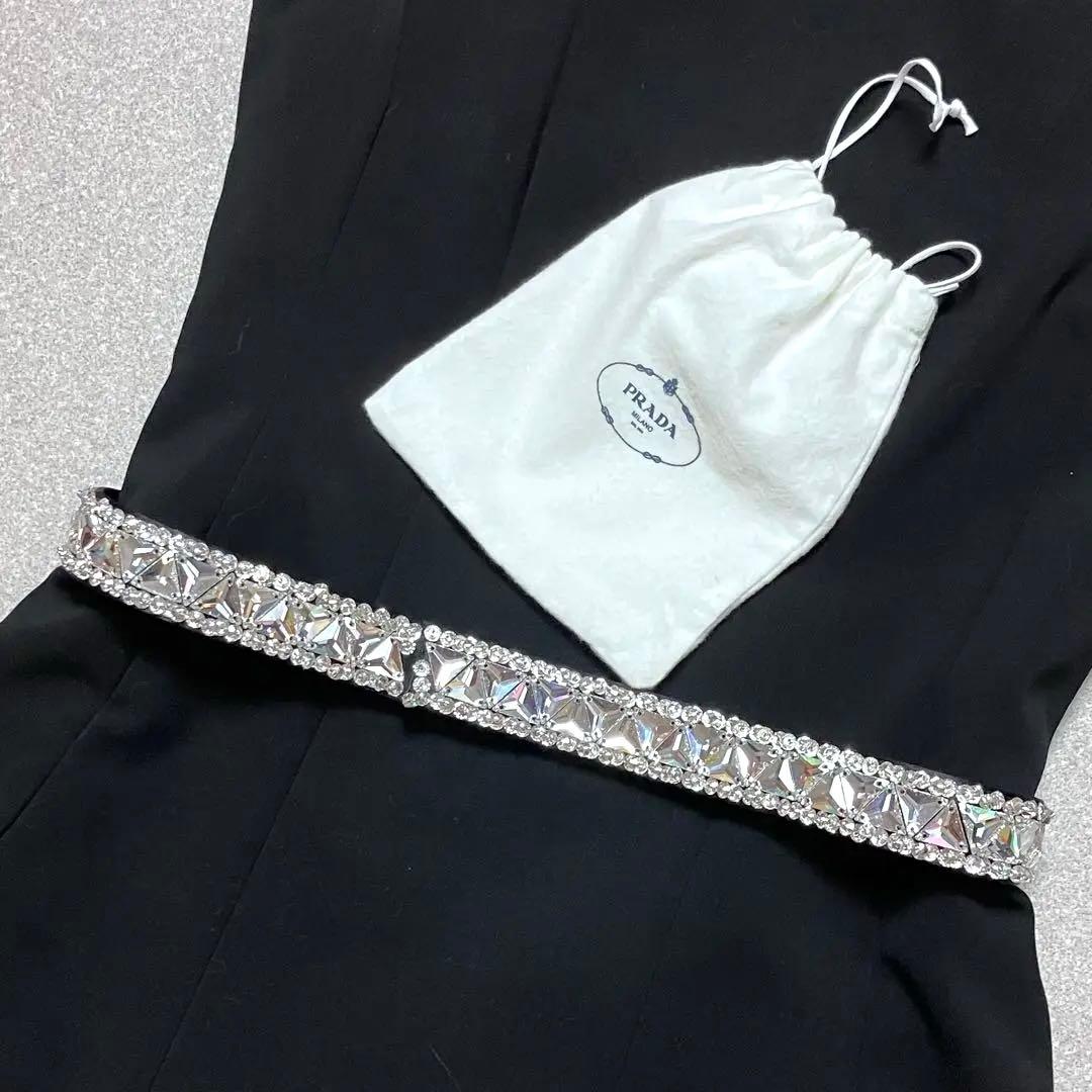✨美品 PRADA クリスタル装飾ベルト ビジュー アクセサリー バンド プラダ