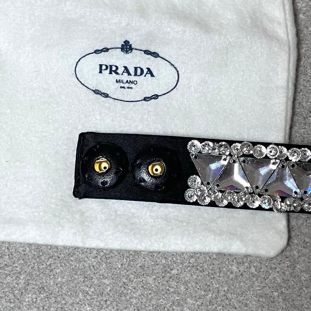 ✨美品 PRADA クリスタル装飾ベルト ビジュー アクセサリー バンド プラダ