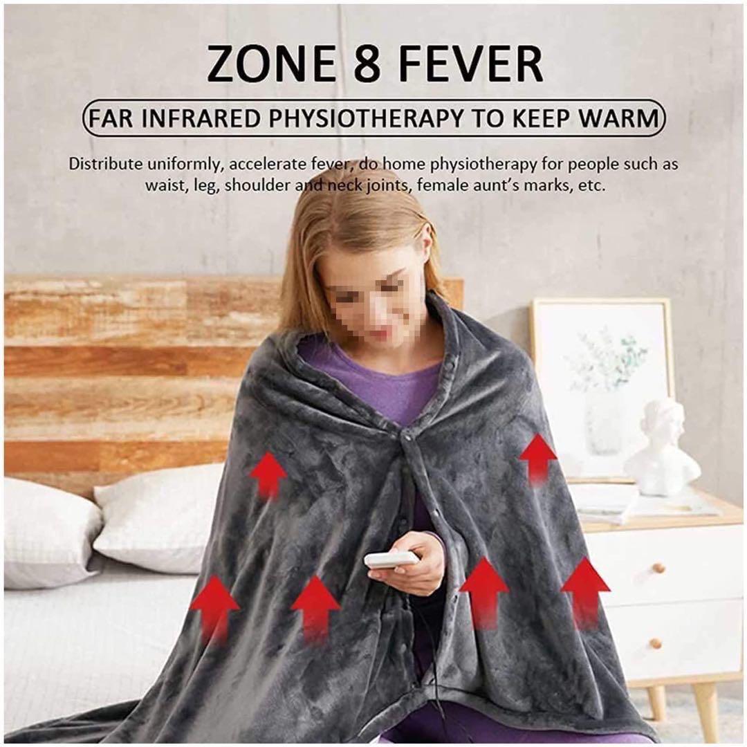 電気毛布 数秒で発熱 すぐに温まるUSB電気毛布 丸ごと洗える電気毛布　グレー