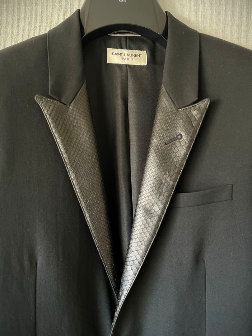 サンローラン 15SS リアルパイソンレザーラペル 1Bジャケット