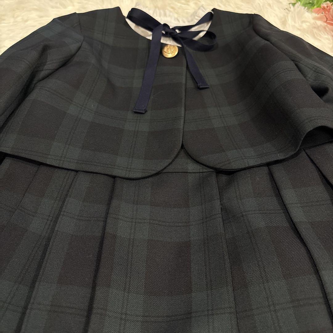 美品グリーンレーベルリラクシング3点セットアップ緑入学式卒園式ボレロ ワンピ