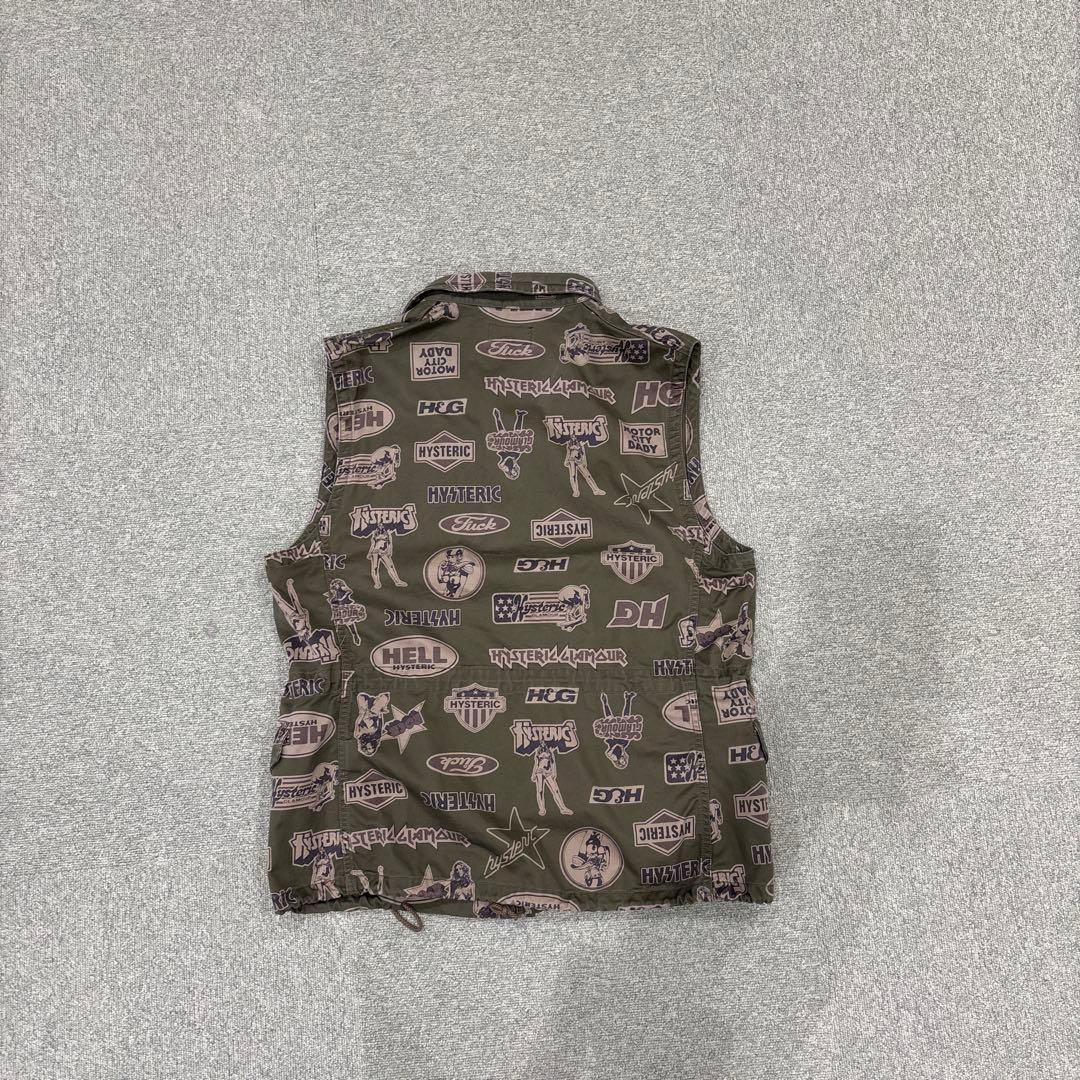 ヒステリックグラマーカーキ プリント柄 ベスト パッチ付き