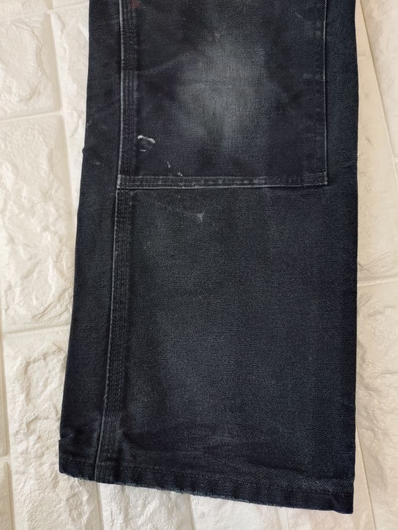 ヴィンテージ★USA製★神フェードカーハートダブルニー黒ブラックダックパンツ29