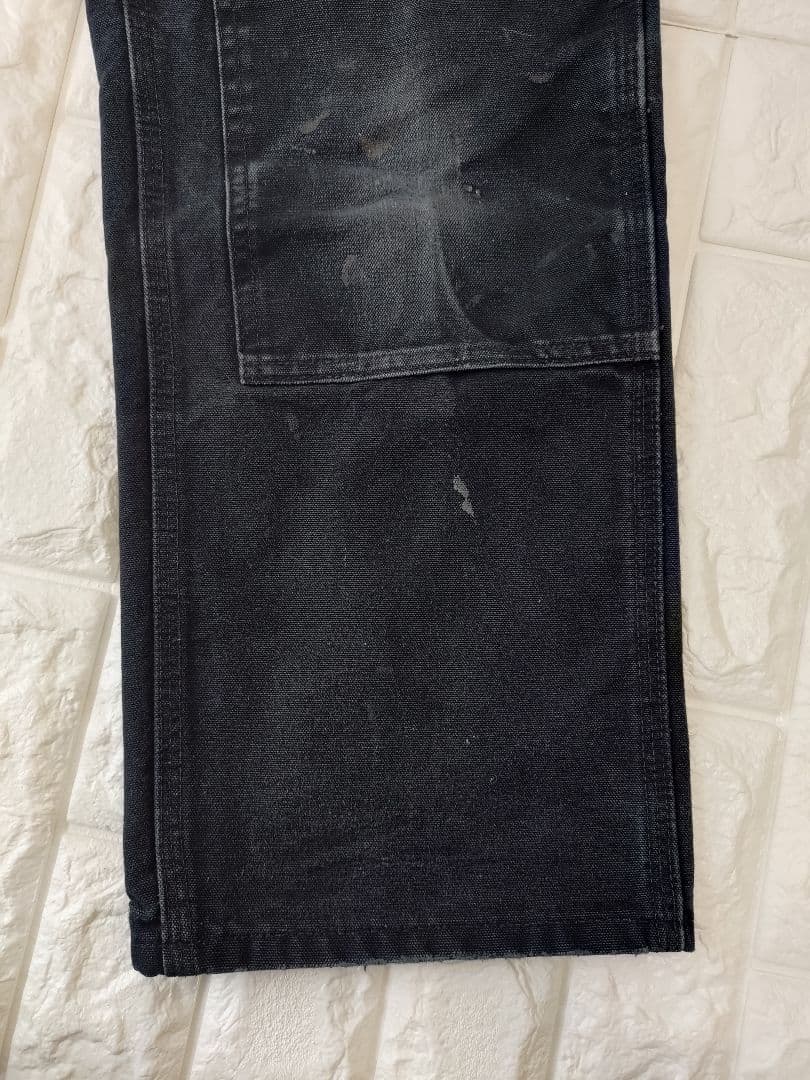 ヴィンテージ★USA製★神フェードカーハートダブルニー黒ブラックダックパンツ29